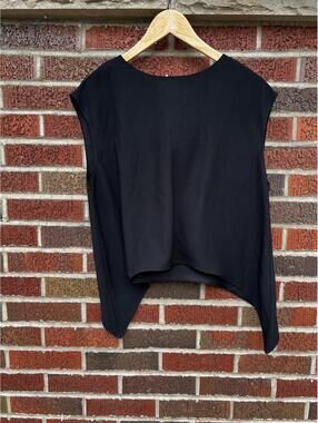 Linea Black Boat Neck Butterfly Hem Short Sleeve Top